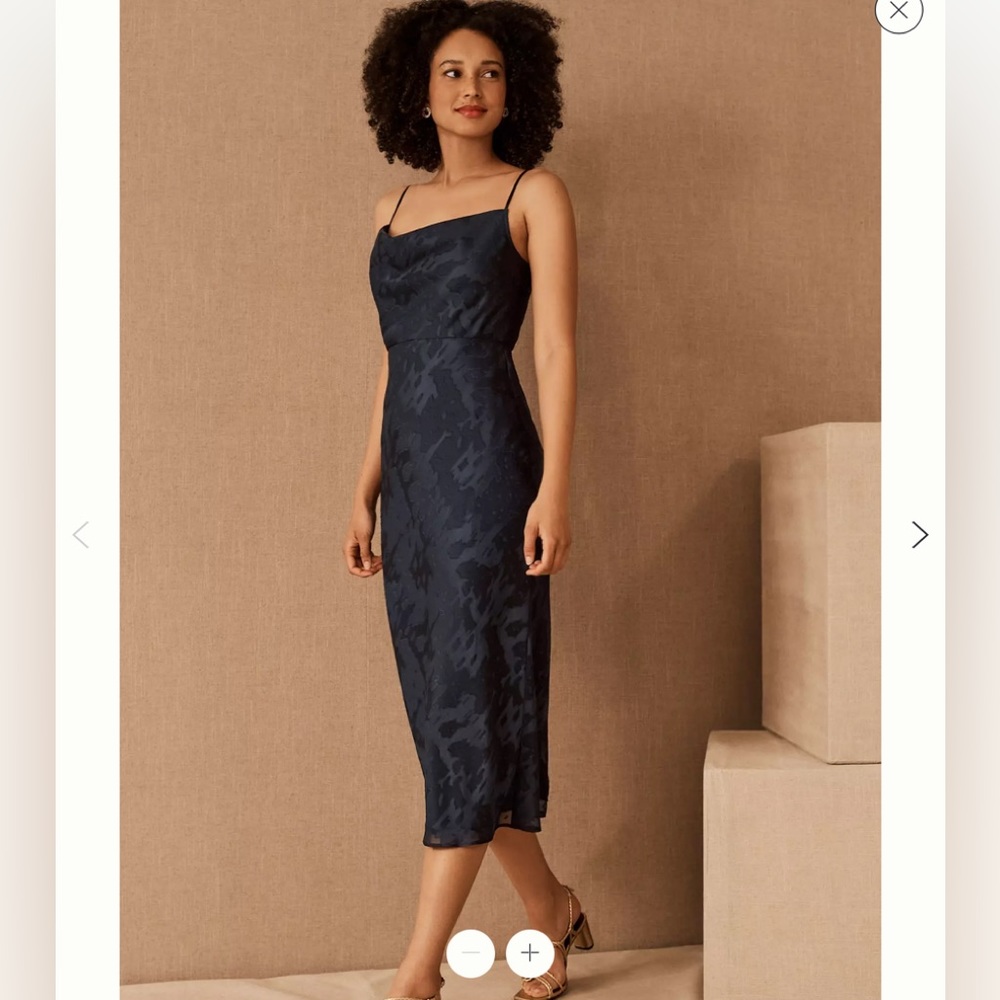 ANTHROPOLOGIE BHLDN Kinsey Midi Dress Navy Size 6 & Size 8 Available
